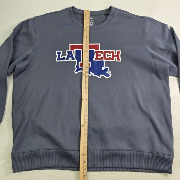 LA Tech Louisiana Bulldogs NCAA Adidas Climawarm Crewneck Sweatshirt Mens Sz 2XL - Picture 9 of 9